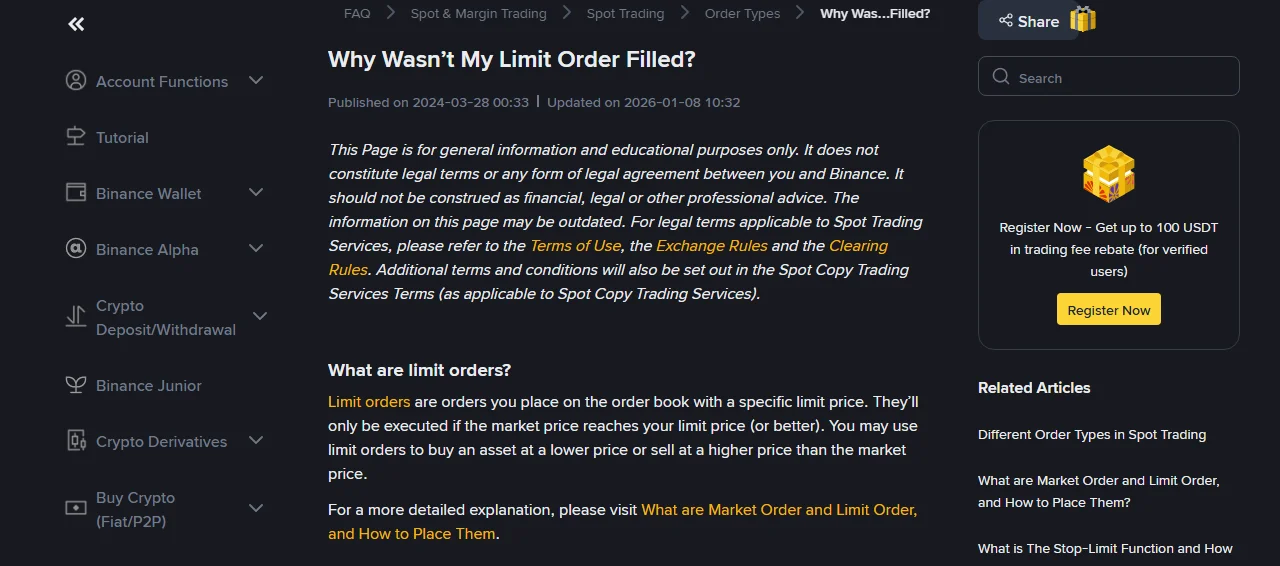 Binance Limit Order Fill Nahi Ho Raha? Cancel Karne Se Pehle Yeh 4 Cheezein Check Karein