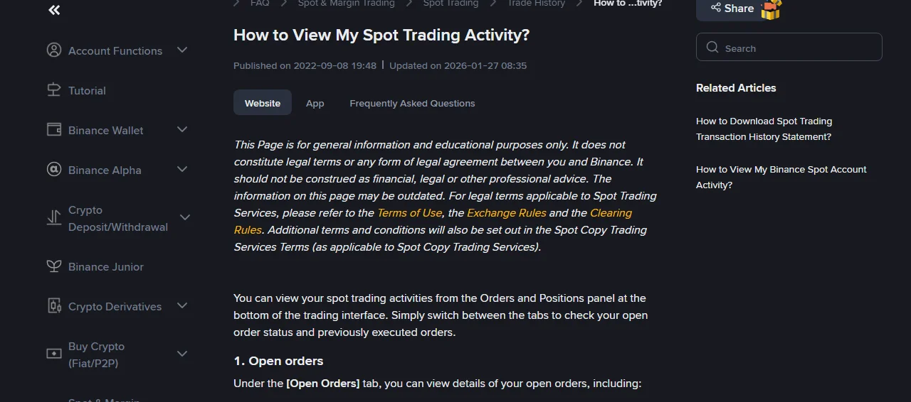 Binance Trade History Kaise Dekhein? Order History, Trade History Aur Statement Download