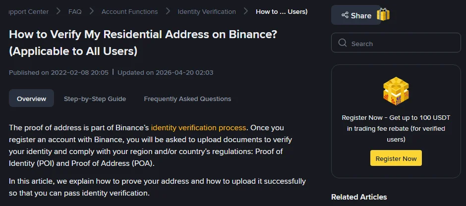 Binance Proof of Address Ke Liye Kaun Sa Document Chalta Hai? List, Muddat Aur Reject Ki Wajuhat